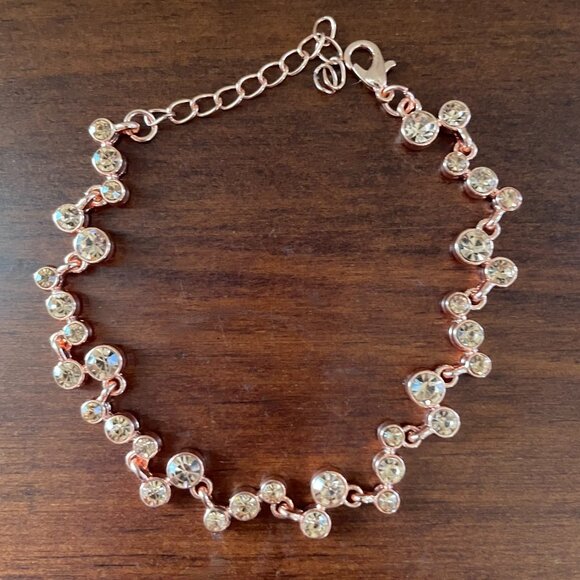 Copper-Tone Sparkle Bracelet Set • Crystal & Textured Oval Pair - Picture 3 of 4